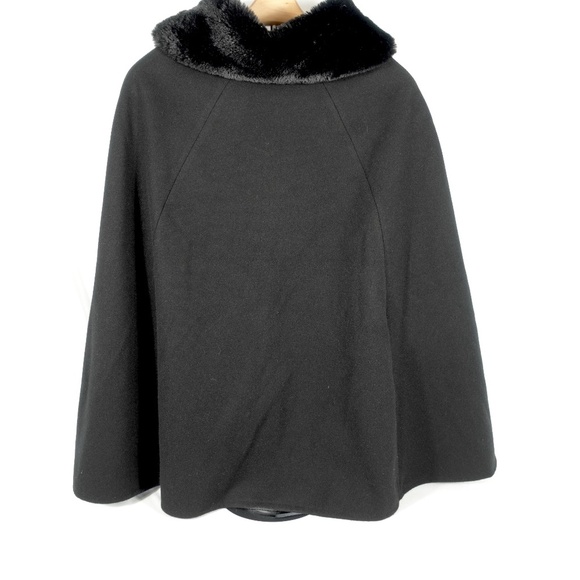 Apt. 9 Women's Faux Fur Collar Cape Coat in Black - One Size - Picture 7 of 10